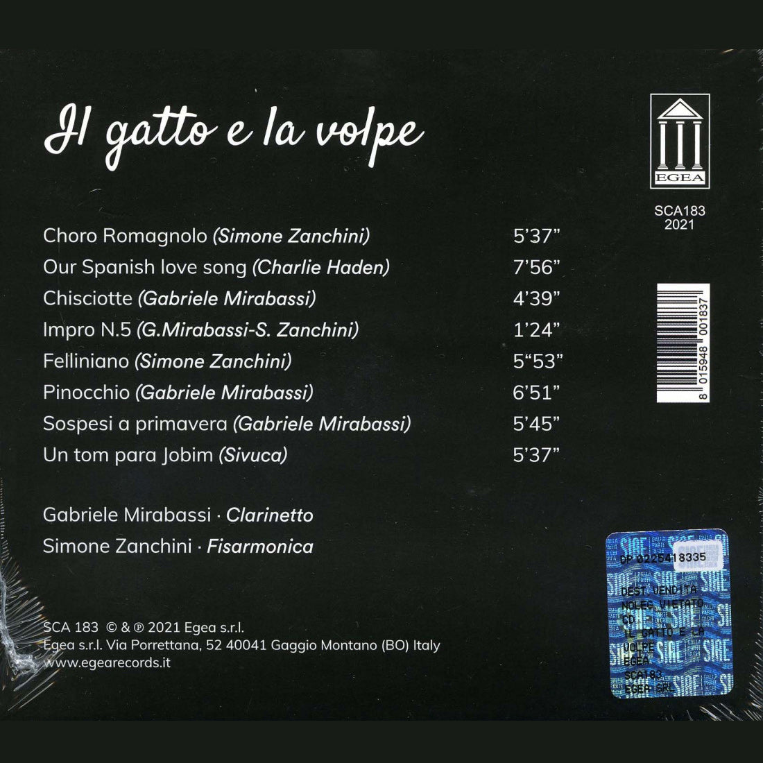 Il gatto e la volpe - ガブリエレ・ミラバッシ/シモーネ・ザンキーニ - CD