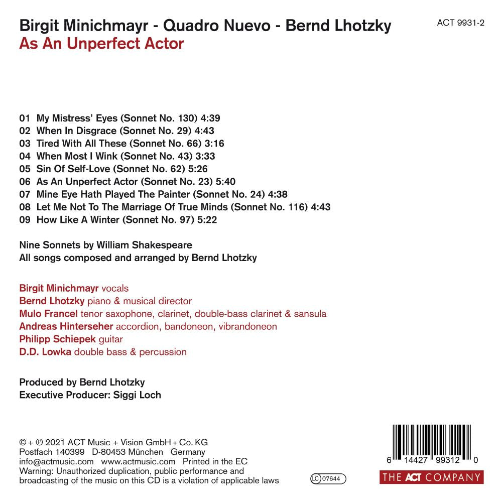 ビルギット・ミニヒマイヤー - 不完全な俳優として - CD